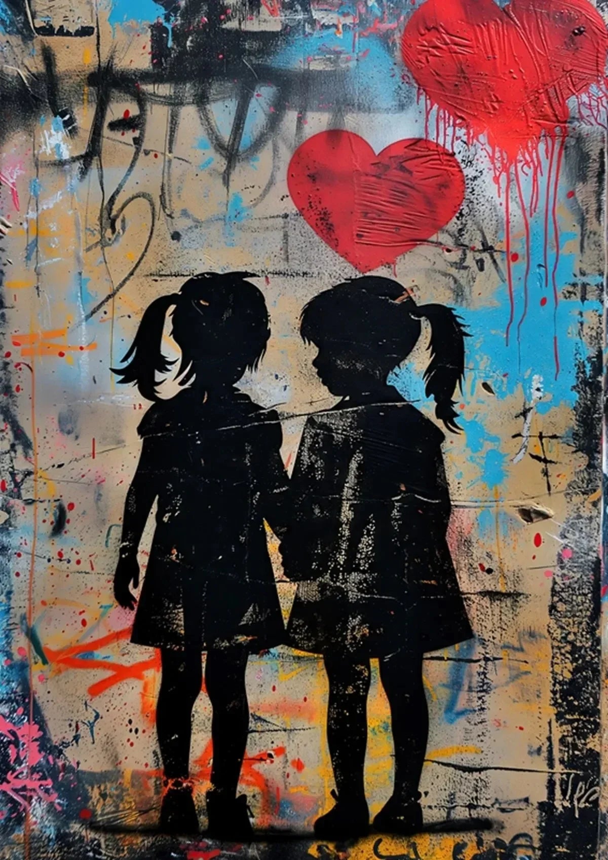 Banksy Boy Girl Balloon Canvas Wall Art - D / 50x70cm No Frame