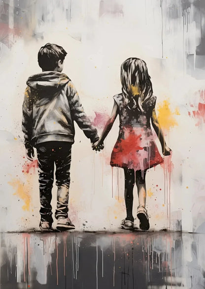 Banksy Boy Girl Balloon Canvas Wall Art - K / 40x60cm No Frame