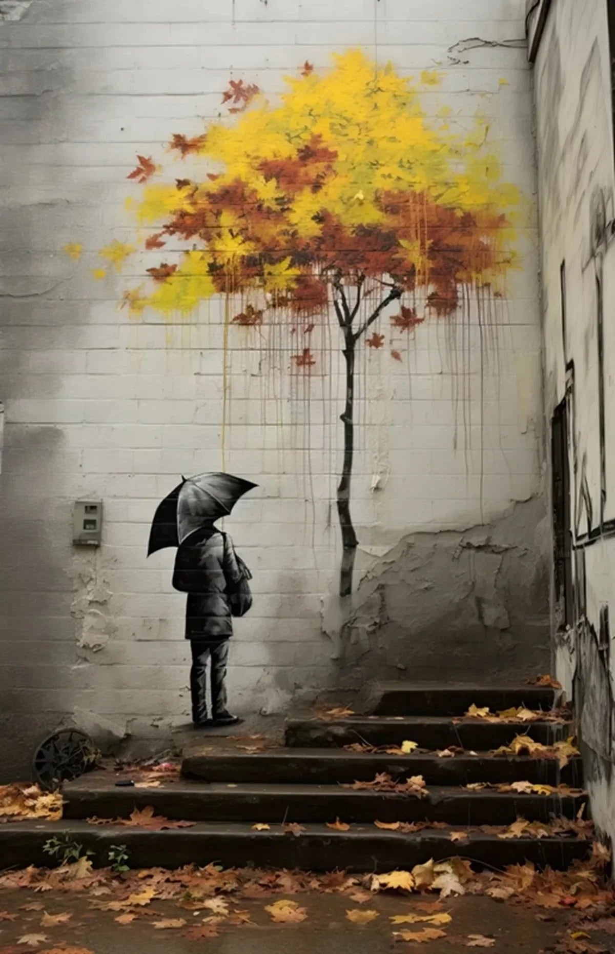 Banksy Boy Girl Balloon Canvas Wall Art - L / 40x60cm No Frame