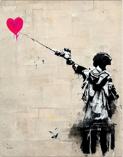 Banksy Boy Girl Balloon Canvas Wall Art - O / 40x60cm No Frame