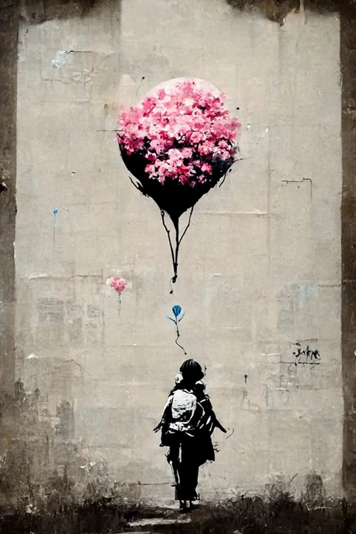 Banksy Boy Girl Balloon Canvas Wall Art - P / 40x60cm No Frame