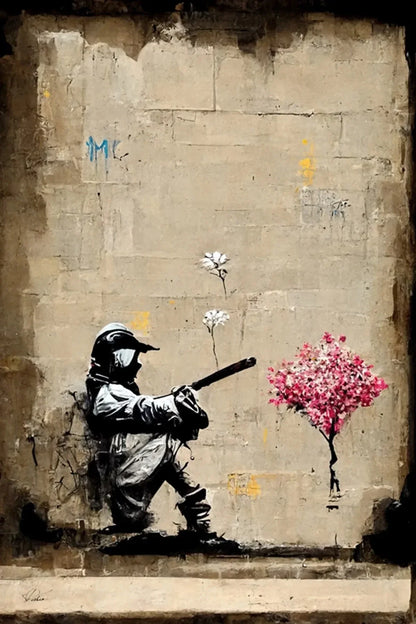 Banksy Boy Girl Balloon Canvas Wall Art - Q / 40x60cm No Frame