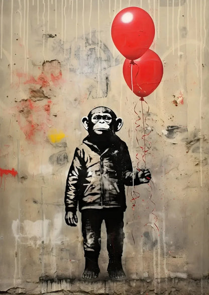 Banksy Boy Girl Balloon Canvas Wall Art - R / 40x60cm No Frame