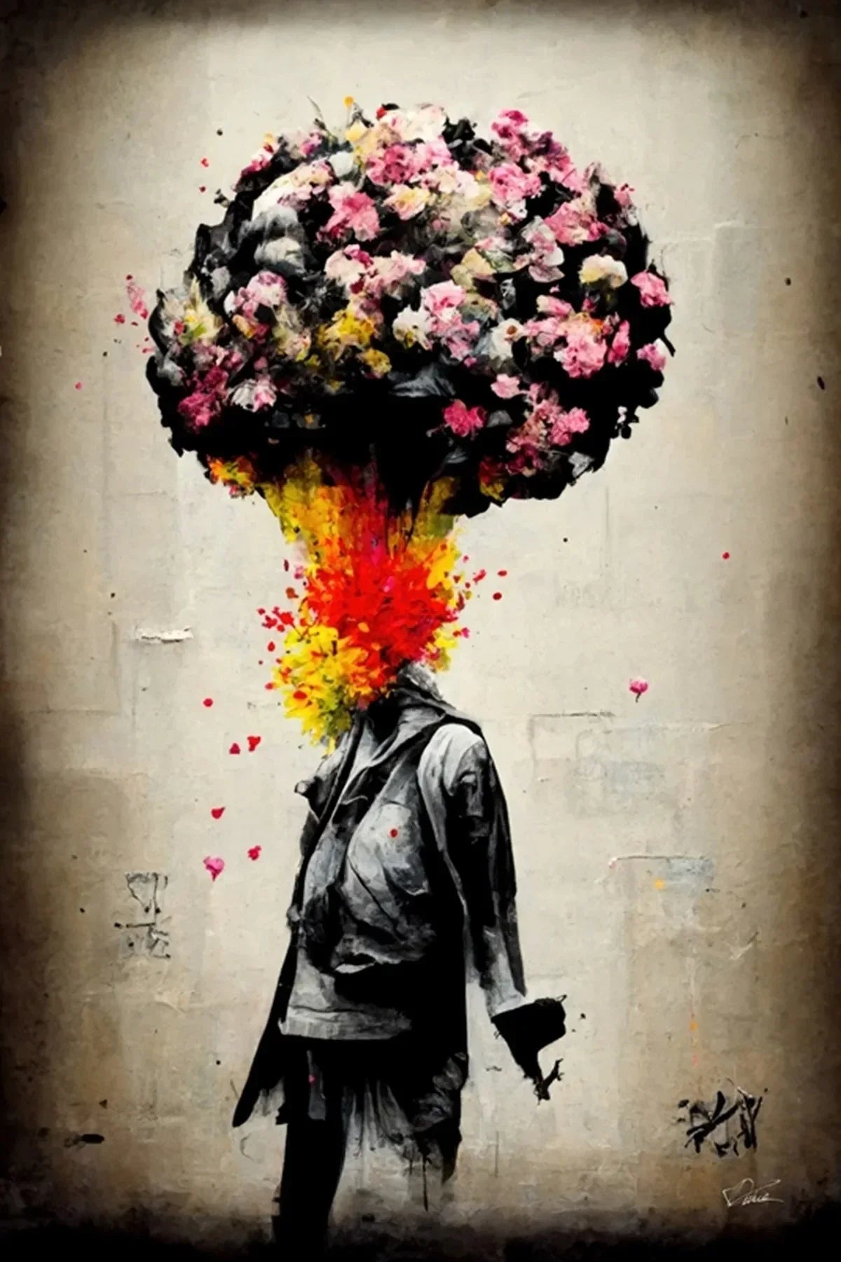 Banksy Boy Girl Balloon Canvas Wall Art - S / 40x60cm No Frame