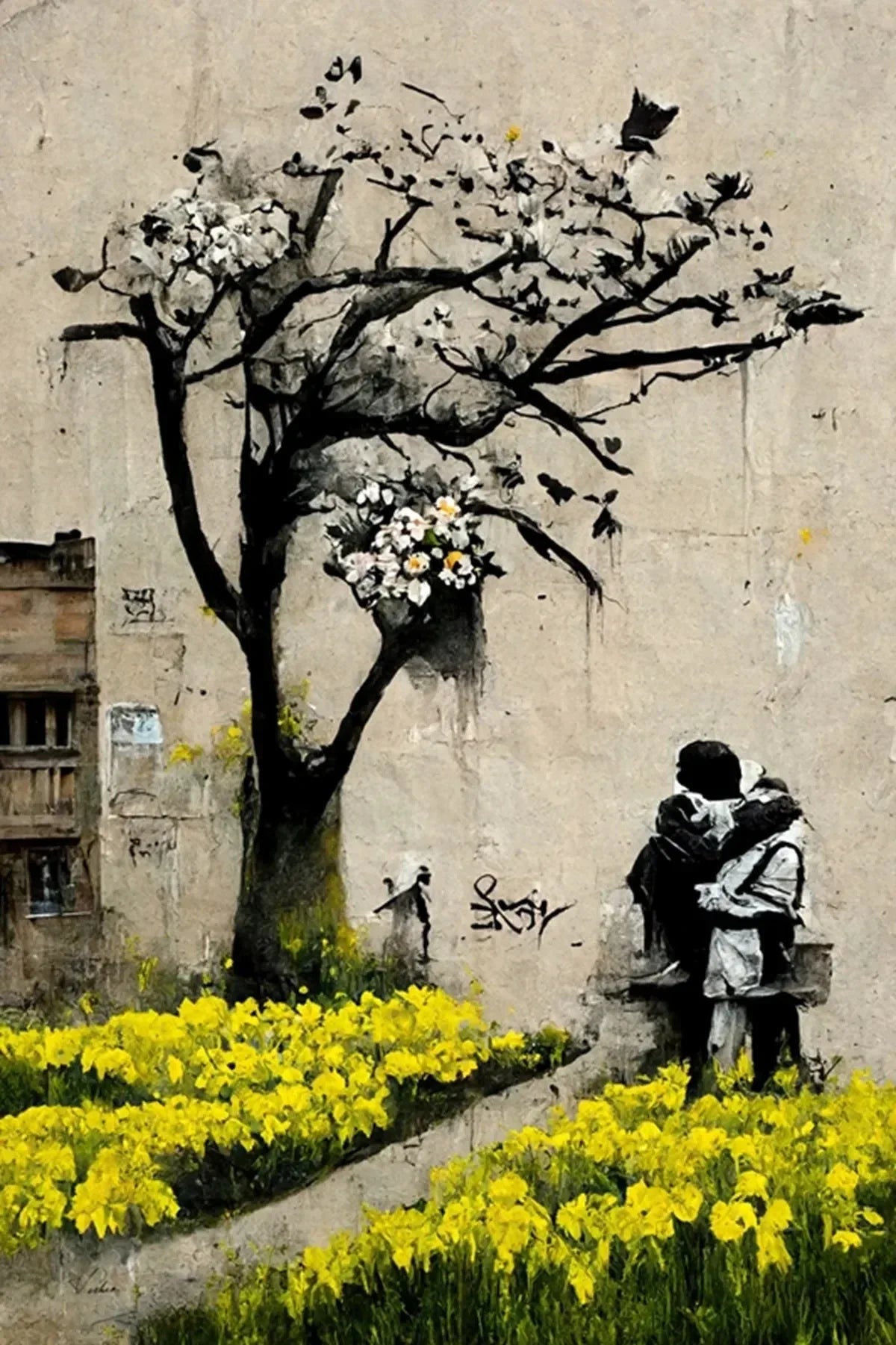 Banksy Boy Girl Balloon Canvas Wall Art - T / 40x60cm No Frame