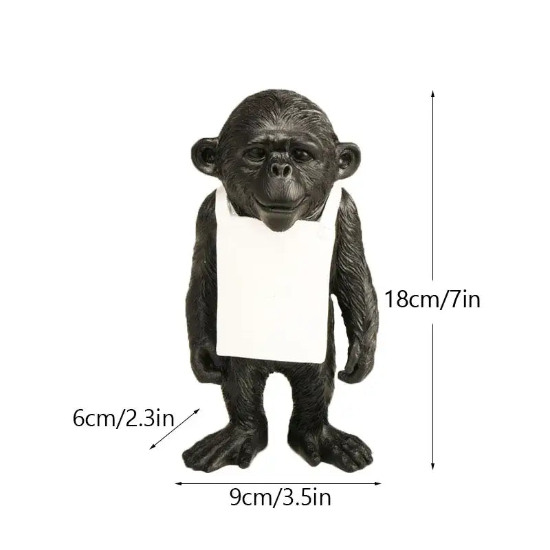 Black resin monkey figurine with white bib from banksy sculpture collection for living room decor