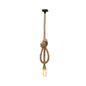 Bare Bulb Design Hemp Rope Ceiling Pendant Light - Brown Knot, Farmhouse Style