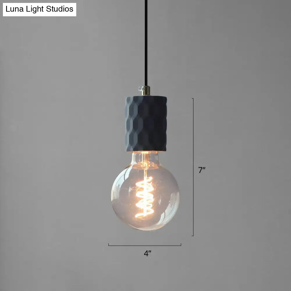 Bare Bulb Hanging Light Fixture - Minimalist Cement 1-Light Black Pendant Light for Restaurants