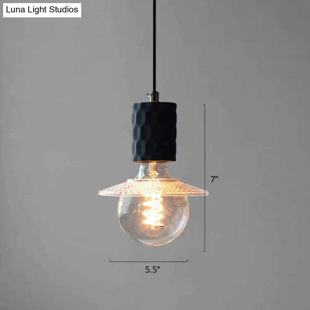 Bare Bulb Hanging Light Fixture - Minimalist Cement 1-Light Black Pendant Light for Restaurants