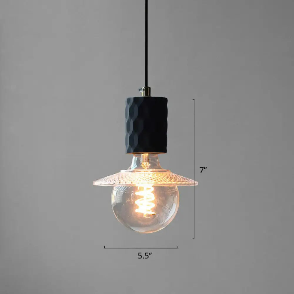 Bare Bulb Hanging Light Fixture - Minimalist Cement 1-Light Black Pendant Light for Restaurants