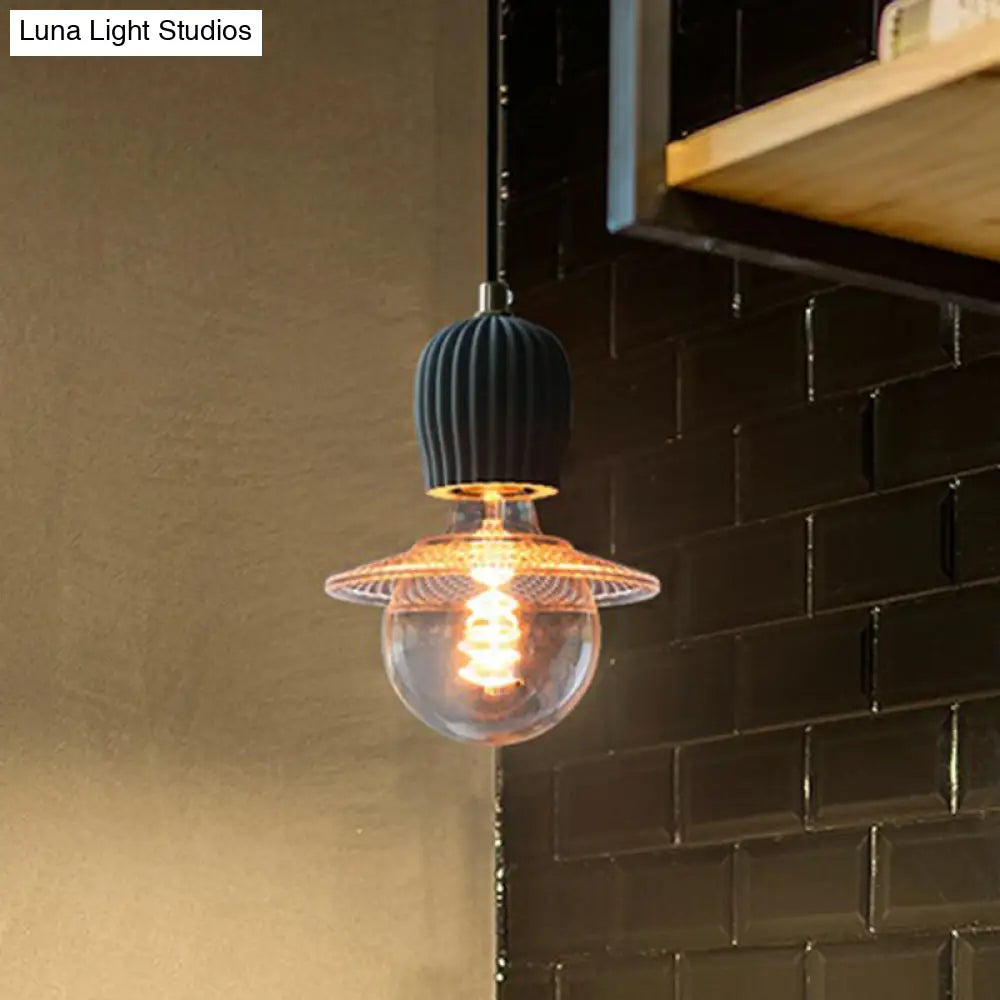 Bare Bulb Hanging Light Fixture - Minimalist Cement 1-Light Black Pendant Light for Restaurants