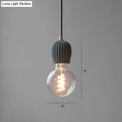 Bare Bulb Hanging Light Fixture - Minimalist Cement 1-Light Black Pendant Light for Restaurants