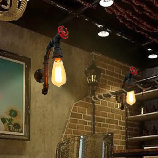 مصباح حائطي بمصباح عاري: مصباح أنبوبي معدني عتيق لغرفة الطعام باللون الفضي/النحاسي العتيق