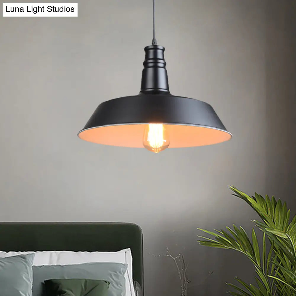 Barn Kitchen Suspension Light - 10"/14" Diameter Industrial-style Metallic Pendant Light with 1 Head in Stylish Black