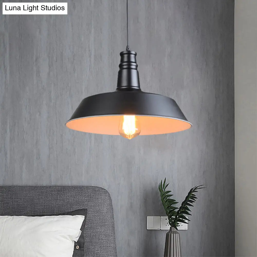 Barn Kitchen Suspension Light - 10"/14" Diameter Industrial-style Metallic Pendant Light with 1 Head in Stylish Black