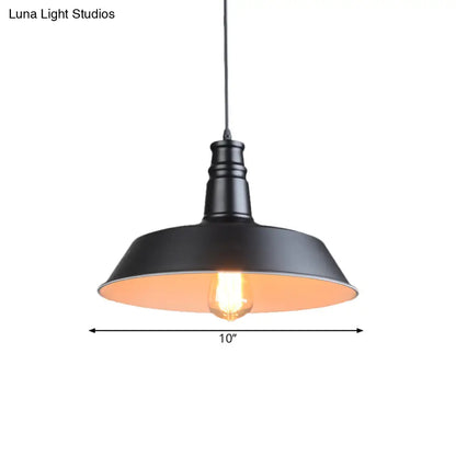 Barn Kitchen Suspension Light - 10"/14" Diameter Industrial-style Metallic Pendant Light with 1 Head in Stylish Black