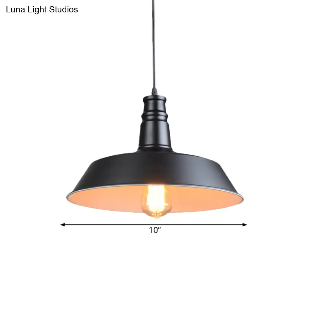 Barn Kitchen Suspension Light - 10"/14" Diameter Industrial-style Metallic Pendant Light with 1 Head in Stylish Black