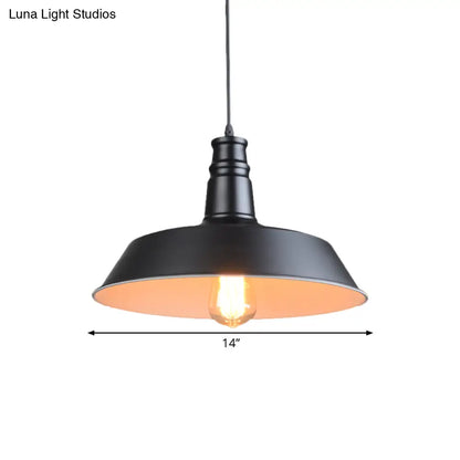 Barn Kitchen Suspension Light - 10"/14" Diameter Industrial-style Metallic Pendant Light with 1 Head in Stylish Black