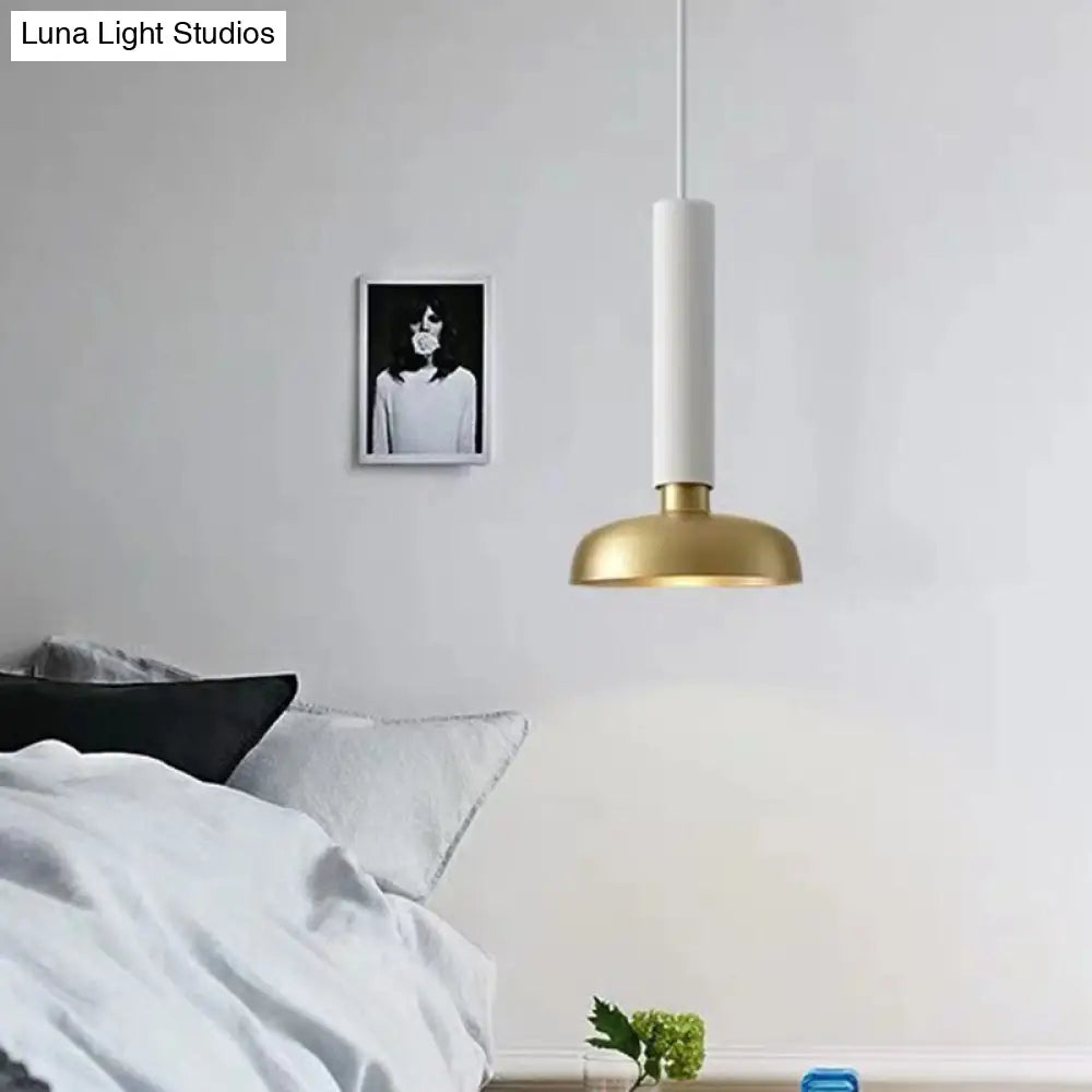 Barn Metal Pendant Light Kit - Minimalist White/Black Hanging Lamp for Bedside