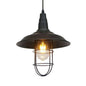 Barn Metal Suspended Light - Farmhouse Style Pendant Light with Wire Guard - Black Finish