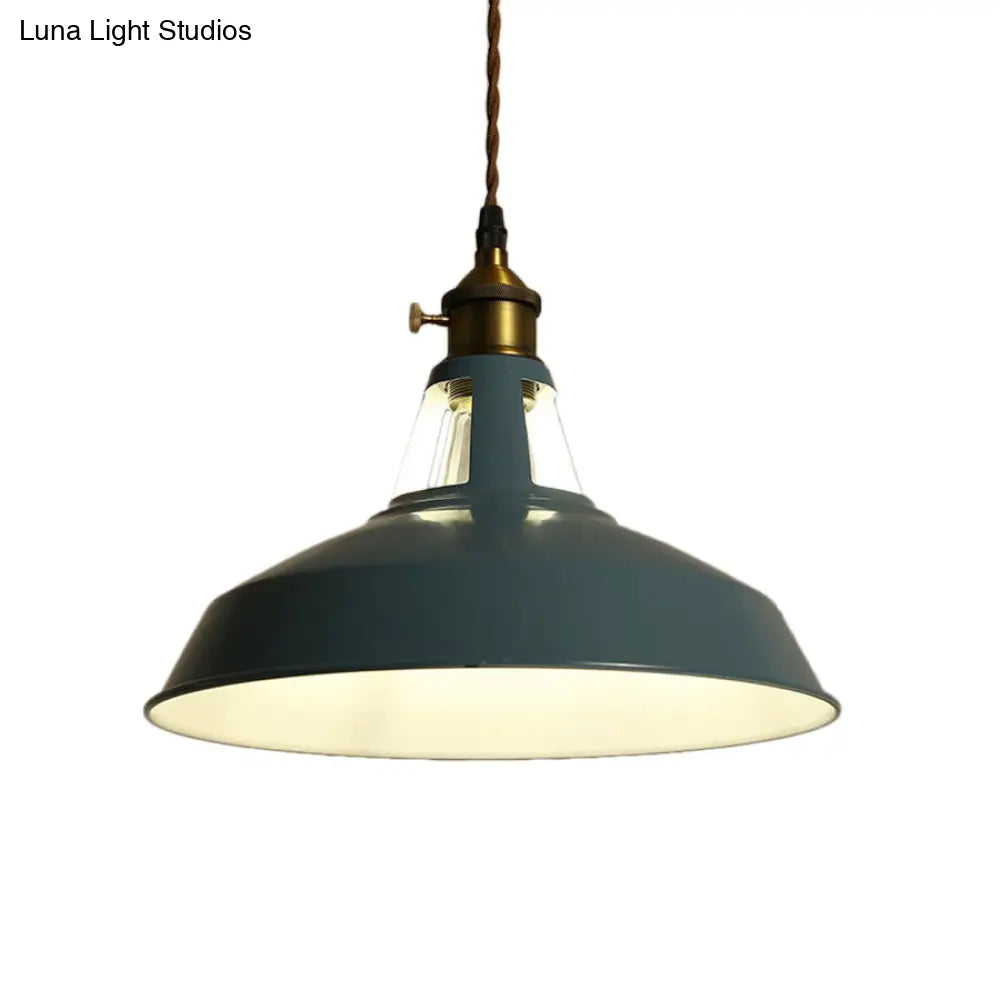 Barn Pendant Light Fixture - Industrial Beige/Blue/Green Metal for Dining Room