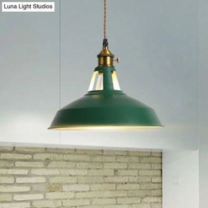 Barn Pendant Light Fixture - Industrial Beige/Blue/Green Metal for Dining Room