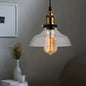 Barn Pendant Light - Industrial 1-Light Prismatic Glass Hanging Lamp in Clear (8"/10"/12" Wide)