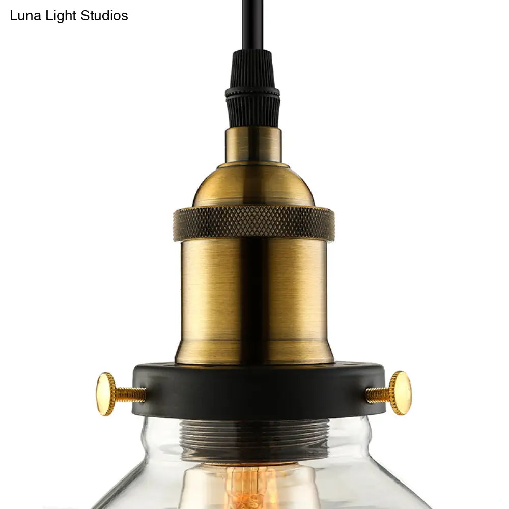 Barn Pendant Light - Industrial 1-Light Prismatic Glass Hanging Lamp in Clear (8"/10"/12" Wide)