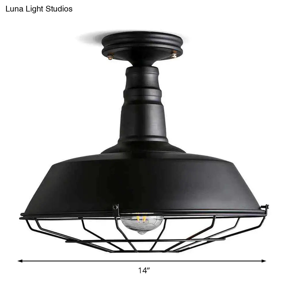 وحدة إضاءة صناعية سوداء معدنية شبه مستوية للحظيرة من DecorBites™ - عرض 10/14 بوصة