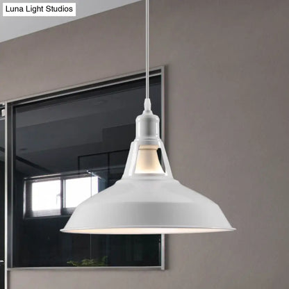 Barn Shade Hanging Lamp - 1 Light Metallic Pendant in Black/White - 10.5/12/15 Inch Wide - Perfect for Hotels!