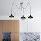 Barn Shade Metal Pendant Light - Industrial Style - 3 Lights - Kitchen Ceiling Fixture - Wire Frame - Swag Design - Black