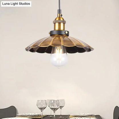 Barn Shade Metal Suspension Light - Industrial Style, Adjustable Hanging Ceiling Light with Brass Finish