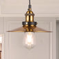 Barn Shade Metal Suspension Light - Industrial Style, Adjustable Hanging Ceiling Light with Brass Finish