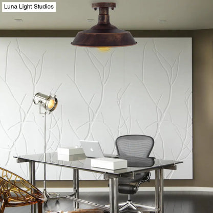 DecorBites™ DecorBites™ Barn Shade Semi-Flush Mount Ceiling Light in Aged Silver/Weathered Copper for Farmhouse Decor