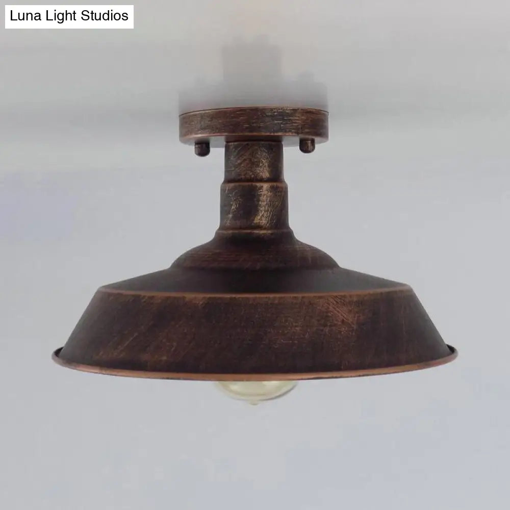 DecorBites™ DecorBites™ Barn Shade Semi-Flush Mount Ceiling Light in Aged Silver/Weathered Copper for Farmhouse Decor