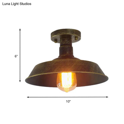 DecorBites™ DecorBites™ Barn Shade Semi-Flush Mount Ceiling Light in Aged Silver/Weathered Copper for Farmhouse Decor