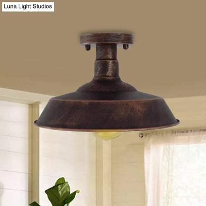 DecorBites™ DecorBites™ Barn Shade Semi-Flush Mount Ceiling Light in Aged Silver/Weathered Copper for Farmhouse Decor