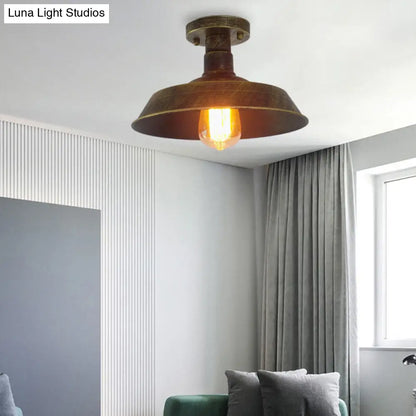 DecorBites™ DecorBites™ Barn Shade Semi-Flush Mount Ceiling Light in Aged Silver/Weathered Copper for Farmhouse Decor