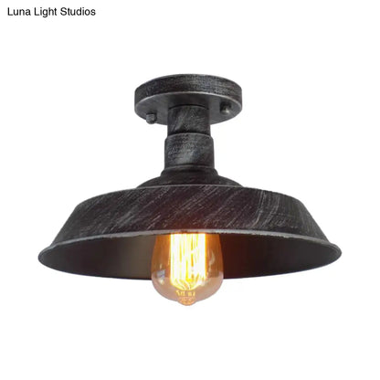 DecorBites™ DecorBites™ Barn Shade Semi-Flush Mount Ceiling Light in Aged Silver/Weathered Copper for Farmhouse Decor