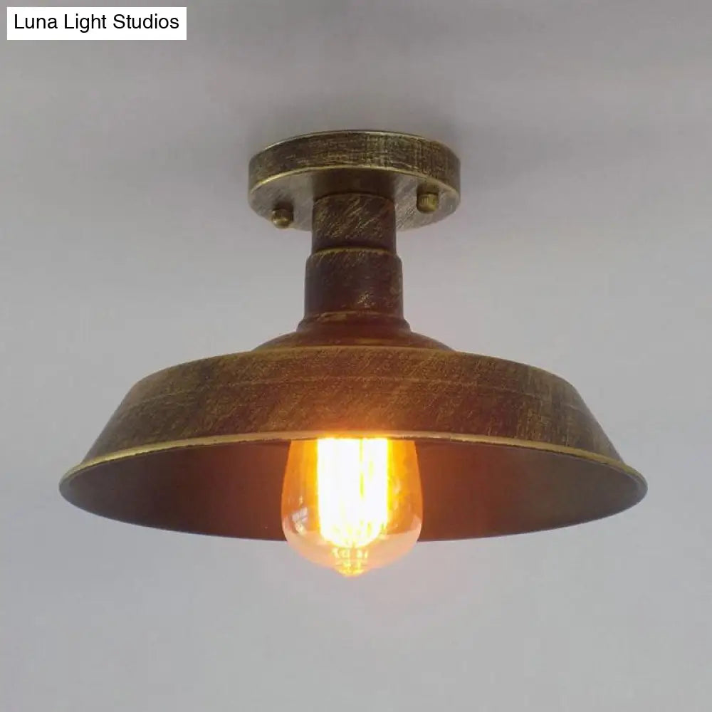 DecorBites™ DecorBites™ Barn Shade Semi-Flush Mount Ceiling Light in Aged Silver/Weathered Copper for Farmhouse Decor