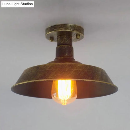 DecorBites™ DecorBites™ Barn Shade Semi-Flush Mount Ceiling Light in Aged Silver/Weathered Copper for Farmhouse Decor