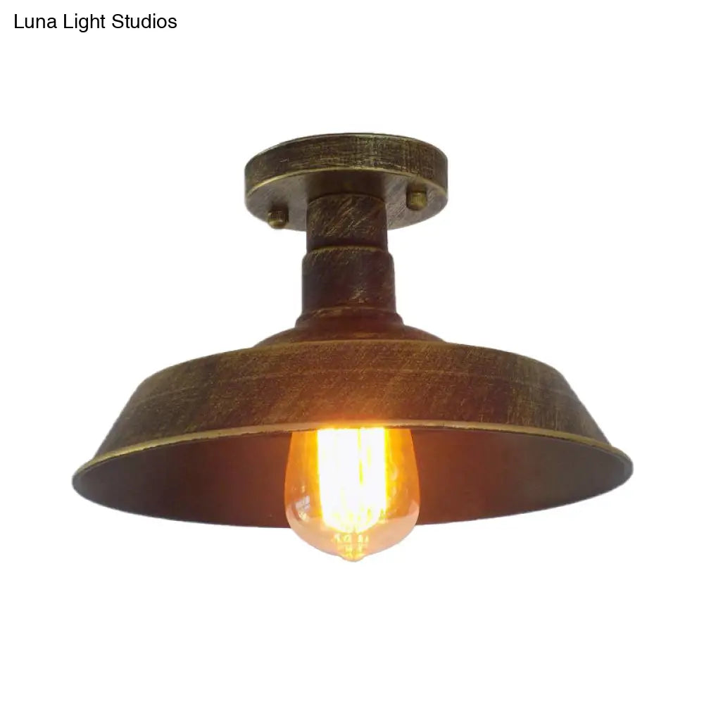 DecorBites™ DecorBites™ Barn Shade Semi-Flush Mount Ceiling Light in Aged Silver/Weathered Copper for Farmhouse Decor