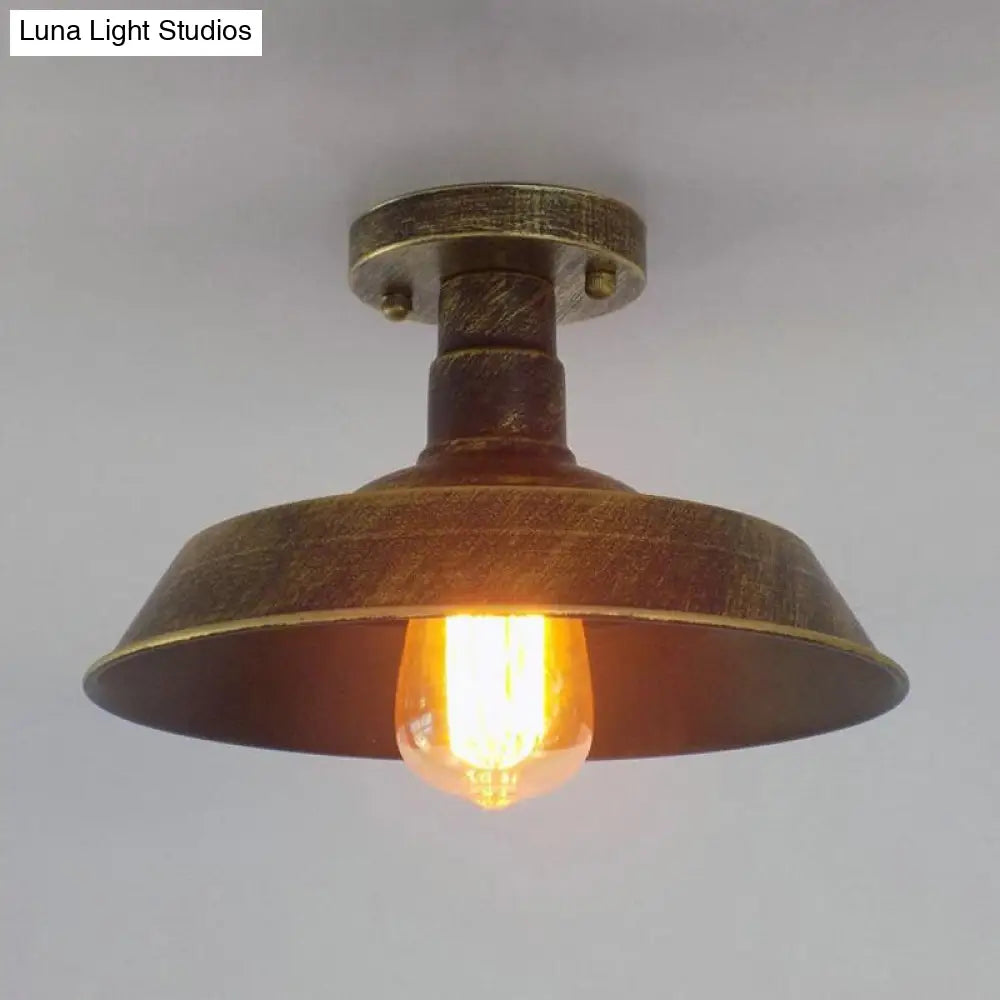 DecorBites™ DecorBites™ Barn Shade Semi-Flush Mount Ceiling Light in Aged Silver/Weathered Copper for Farmhouse Decor