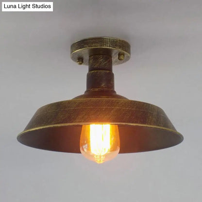 DecorBites™ DecorBites™ Barn Shade Semi-Flush Mount Ceiling Light in Aged Silver/Weathered Copper for Farmhouse Decor