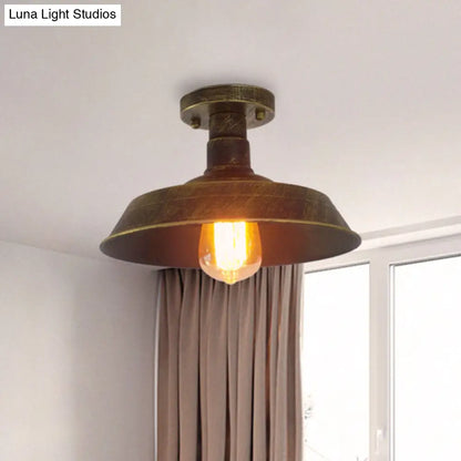 DecorBites™ DecorBites™ Barn Shade Semi-Flush Mount Ceiling Light in Aged Silver/Weathered Copper for Farmhouse Decor