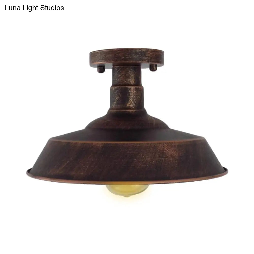 DecorBites™ DecorBites™ Barn Shade Semi-Flush Mount Ceiling Light in Aged Silver/Weathered Copper for Farmhouse Decor