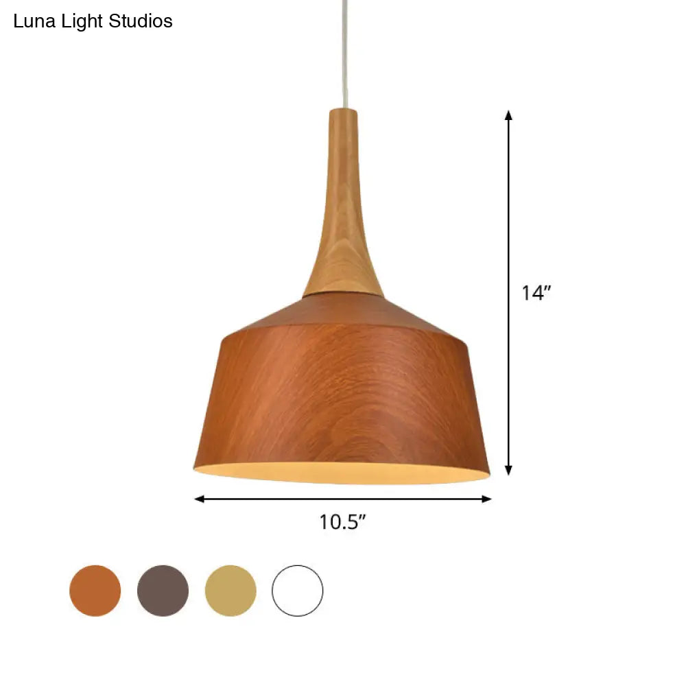 Barn Style Farm Suspension Light - White/Red Brown/Coffee Finish, Aluminum Hanging Lamp with Wooden Cap