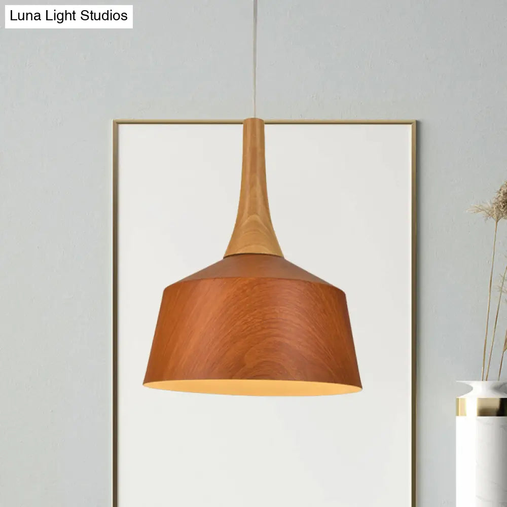 Barn Style Farm Suspension Light - White/Red Brown/Coffee Finish, Aluminum Hanging Lamp with Wooden Cap