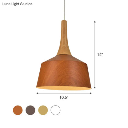 Barn Style Farm Suspension Light - White/Red Brown/Coffee Finish, Aluminum Hanging Lamp with Wooden Cap