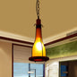 Barnwood Tray Design: Brown Glass Bottle Pendant Light with Wooden Tray - 1-Head Ceiling Hanging Kit